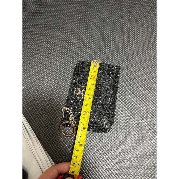 KATE‎ SPADE NEW YORK ODETTE SMALL L-ZIP BLACK GLITTER CARD HOLDER - Picture 6 of 8